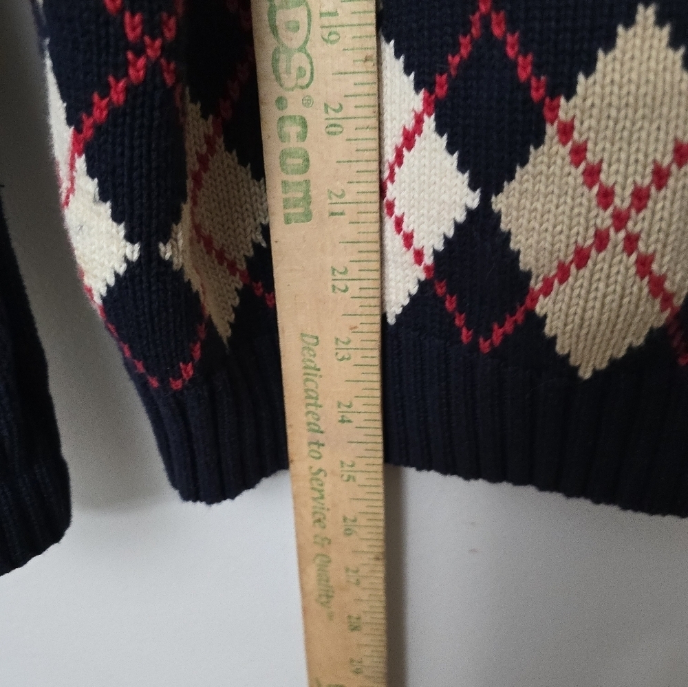 Vintage Izod Women’s M Diamond Argyle Knit Cardigan Preppy Academia Clueless - Picture 10 of 12